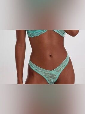 Free People Lace V-Front Thong Panty in Mint Green